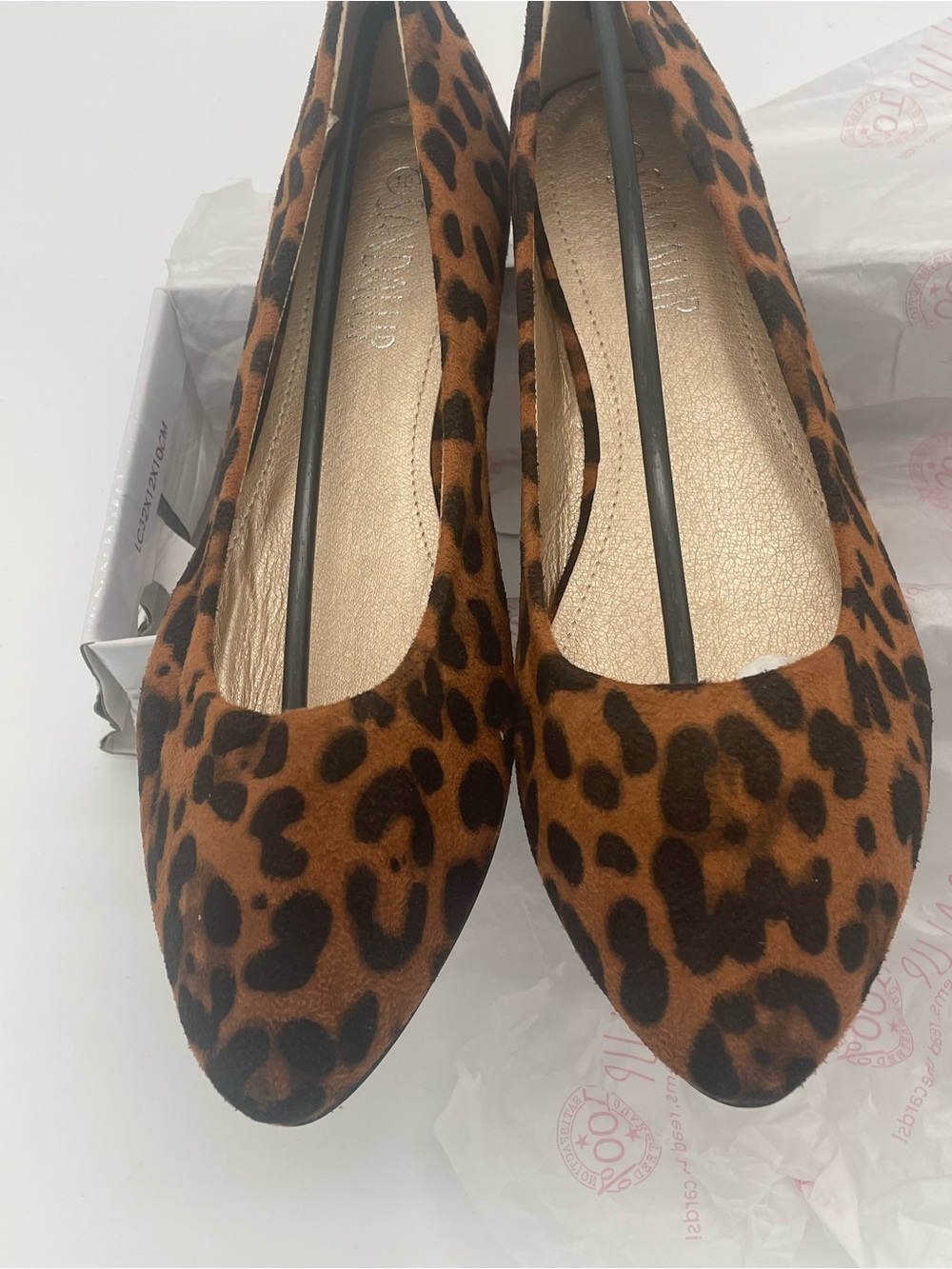 Leopard Print Ballet Flats in Brown and Black